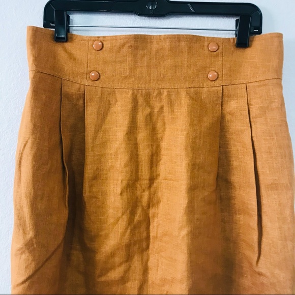 Lily Chao Couture Tan Linen Skirt 16 - Picture 4 of 9